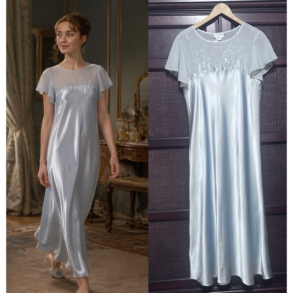 Natori Classic Vintage Night Gown Cottagecore Nighttime Maxi Dress Bridgeton M